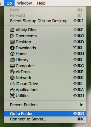 Go to folder menu option